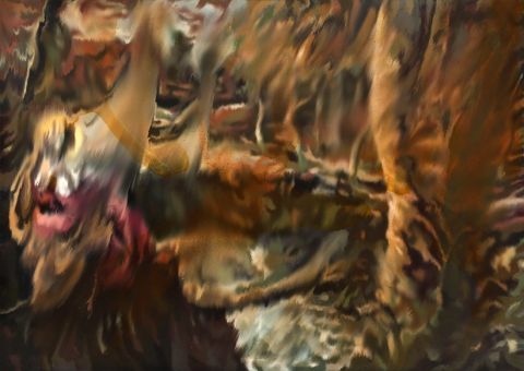 q-Variacion-de-Maria-en-meditacion-de-Tintoretto-oil-on-linen-2019-225-x-320-cm